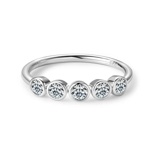 Eryx Ring - 3mm Bezel Moissanite Wedding Ring in Sterling Silver