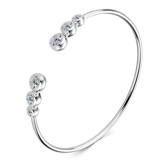 Eryx Adjustable Moissanite Cuff Bracelet – Pure Elegance in 925 Sterling Silver