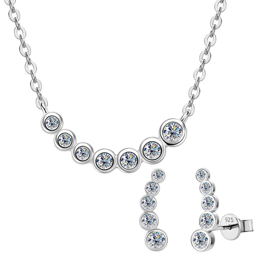 Eryx One Row Bezel Moissanite Choker Necklace & Climber Earrings Set