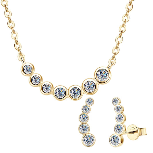 Eryx One Row Bezel Moissanite Choker Necklace & Climber Earrings Set