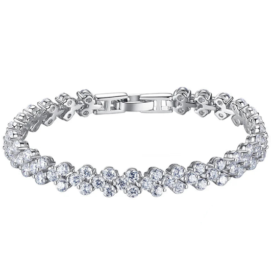 Brilliant Cut Heart Shaped 925 Silver 14K White Gold Plated Tennis Bracelet