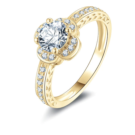Messier 10K Gold Flower Ring – 0.8ct Gembellish™ Moissanite Jewellery