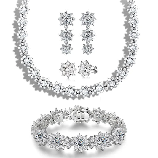 Milda Sunflower 61-Carat Gembellish™ Moissanite Set  in 18K White Gold Vermeil