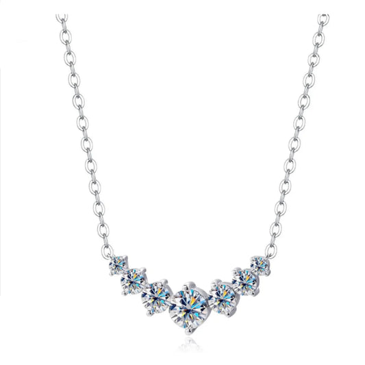 Ophelia Pendant Necklace – Radiant 7 Moissanite Diamonds in 950 Platinum Vermeil