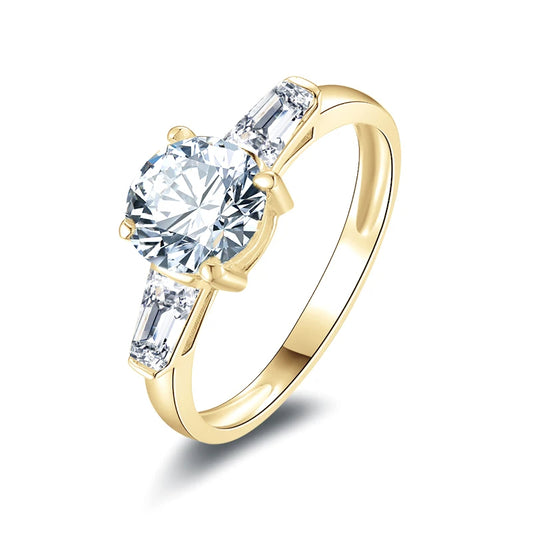 Pollux 10K Gold 1.2CT Round Cut Moissanite Irregular Three-Stone Ring