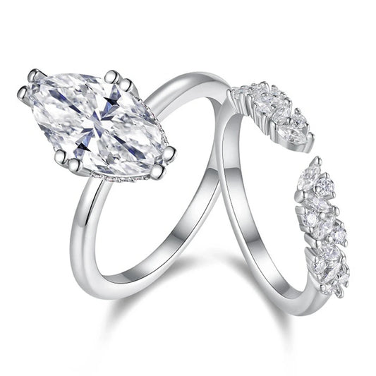 Selena 3-Carat Marquise Cut Moissanite Diamond Stackable Bridal Ring