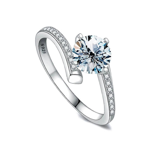 Sirius Moissanite Engagement Ring in 18K White Gold Vermeil