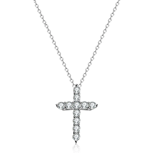 Free Gift Brilliant Cut Cross 925 Silver Necklace For Women