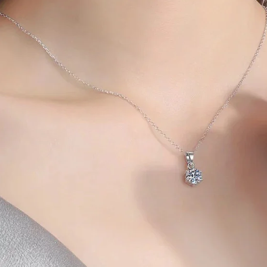 Brilliant Cut Lab Simulated Diamond 925 Silver 18K White Gold Plated Necklace