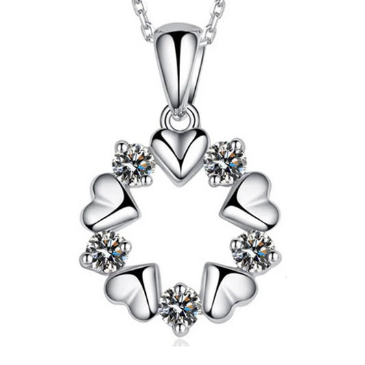 Romantic Mini Heart Dazzling High Carbon Diamonds 925 Silver Necklace