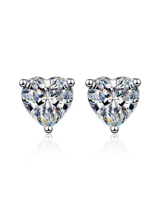 Hathor Heart-Cut Moissanite Stud Earrings – A Romantic Sparkle