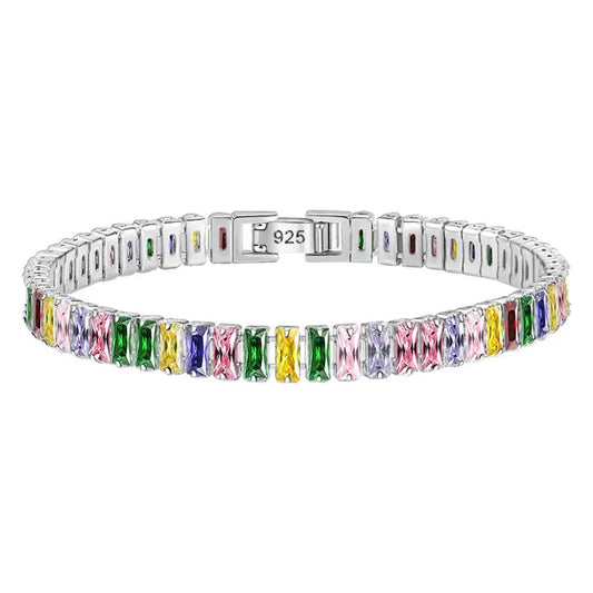 Princess Cut Lab Simulated High Carbon Diamonds S925 Silver Bracelet