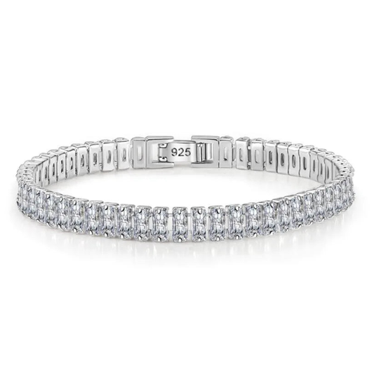 Princess Cut Lab Simulated High Carbon Diamonds S925 Silver Bracelet