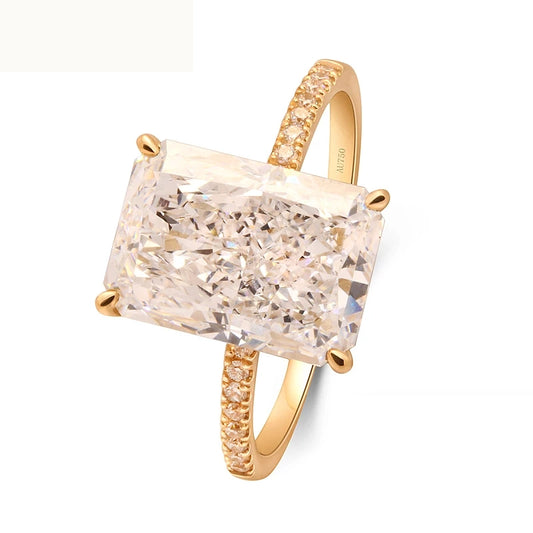 Quasar Radiant Cut 4-Carat Lab-Grown Diamond Ring – 14K Yellow Gold