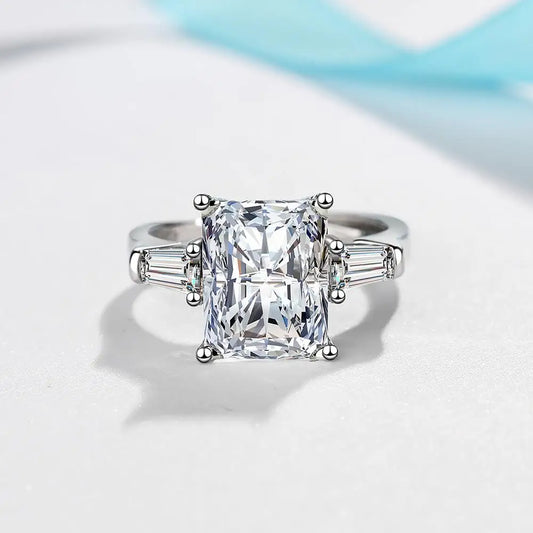 Radiant Baguette Cut High Carbon Diamonds Trinity Ring