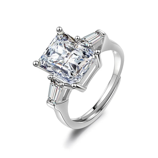 Radiant Baguette Cut High Carbon Diamonds Trinity Ring