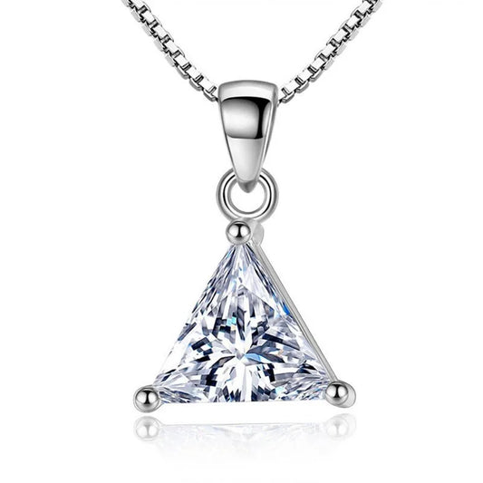 Triangle Cut Lab Diamond Pendant 925 Silver Necklace